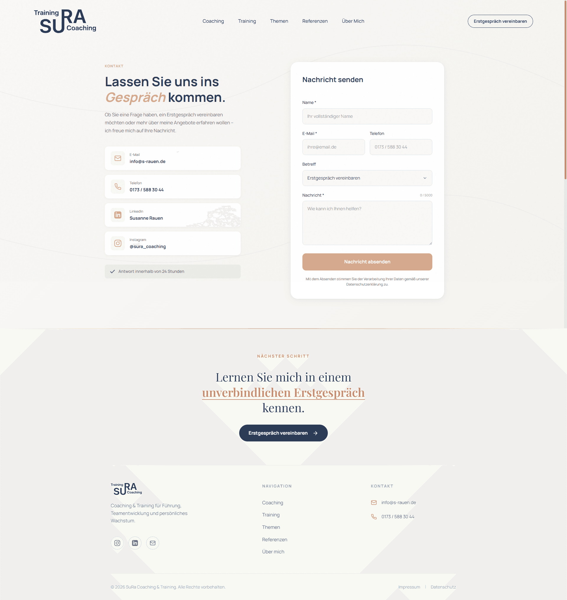 Contact Page Desktop