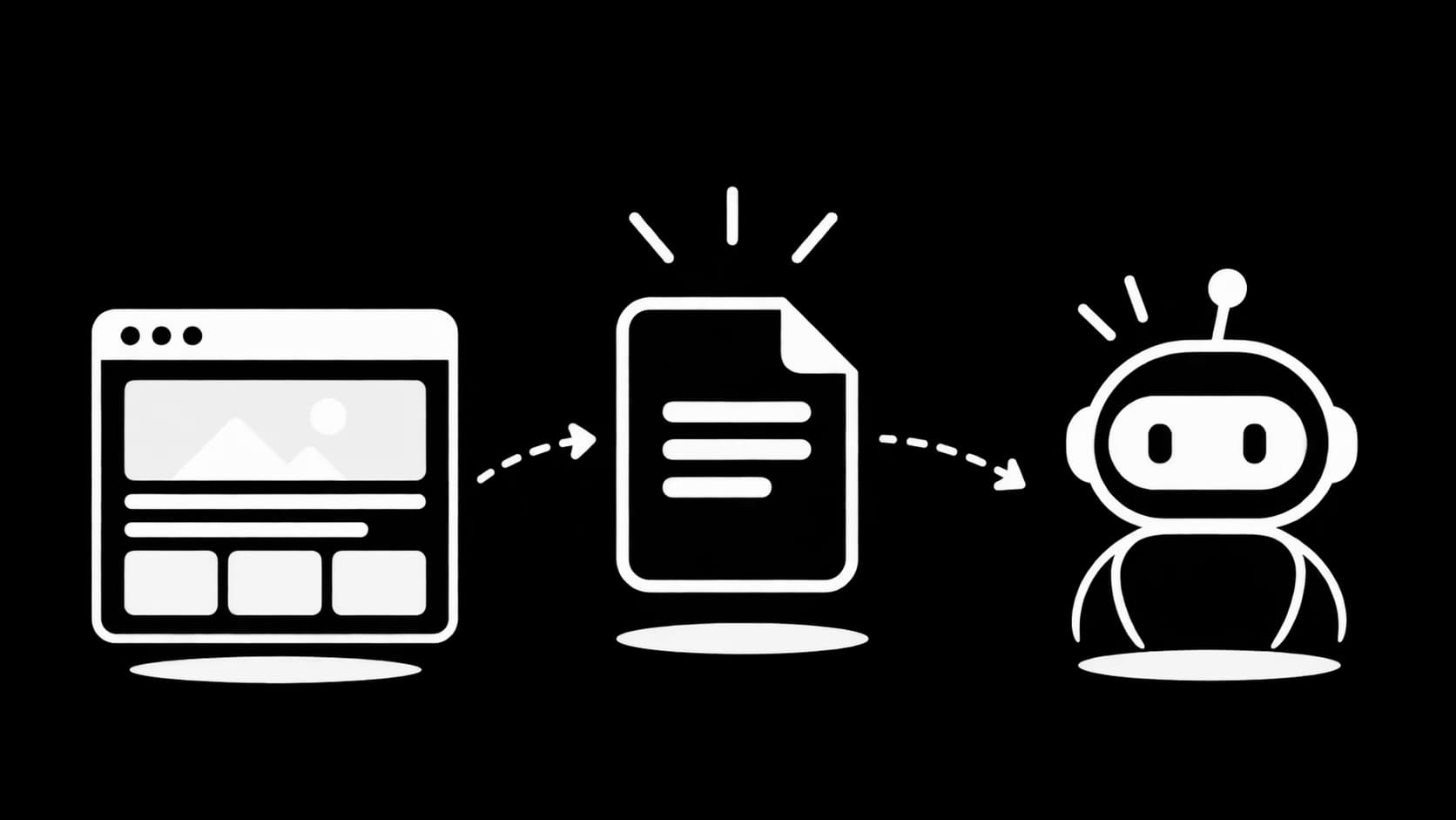 Illustration: a website being passed to a language model via llms.txt