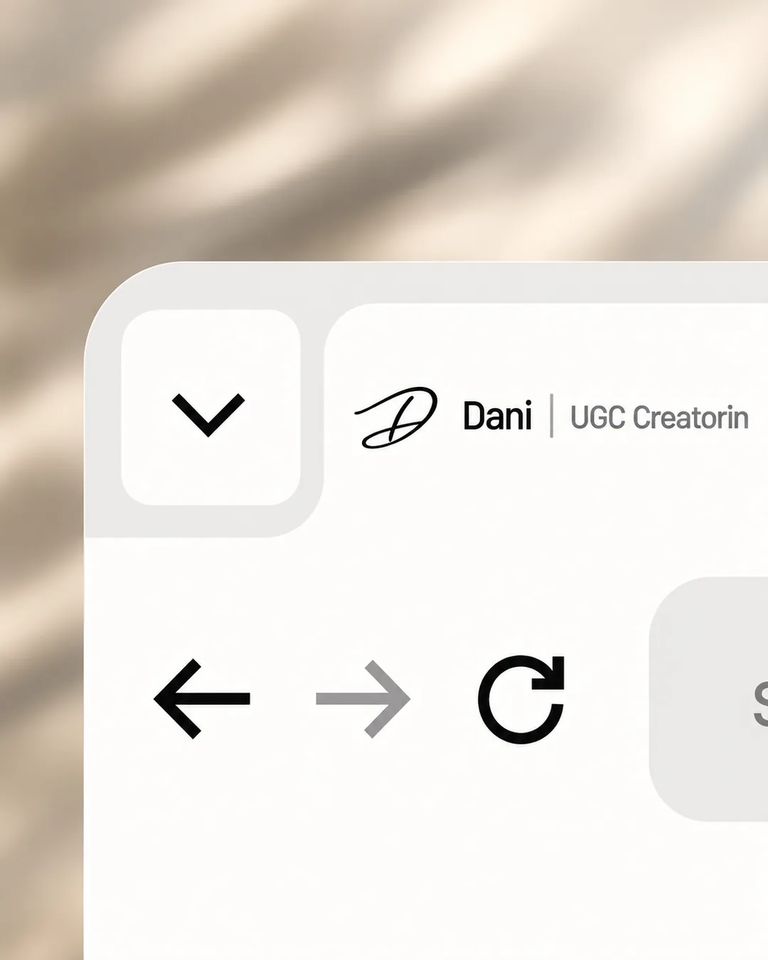 Close-up of the browser window with the logo and the title “Dani | UGC Creatorin”